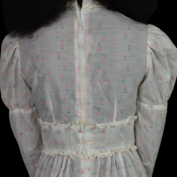Vintage Vicky Vaughn Prairie Dress White Maxi Embroidered Gigot Puff Sleeve XXS - Picture 5 of 16